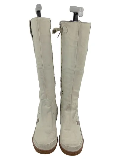 Yellow Cab Damen Stiefel Schnürstiefel Leder Beige Gr. 40