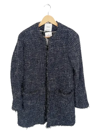 MANGO Suit Damen Tweed Blazer Jacke Bouclé Blau Gr. M/38 Elegant
