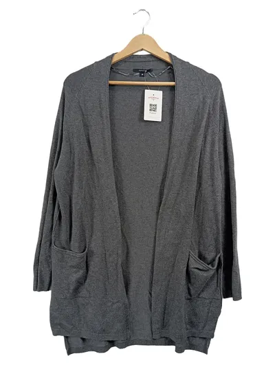 Comma Damen Strickjacke Cardigan Gr. 34 XS Grau Langarm Basic