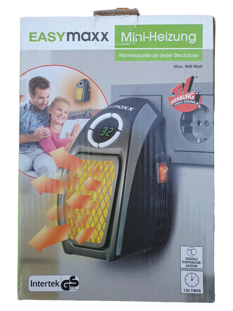EASYmaxx Mini-Heizung Steckdosen Keramik Heizlüfter 500W Schwarz 1