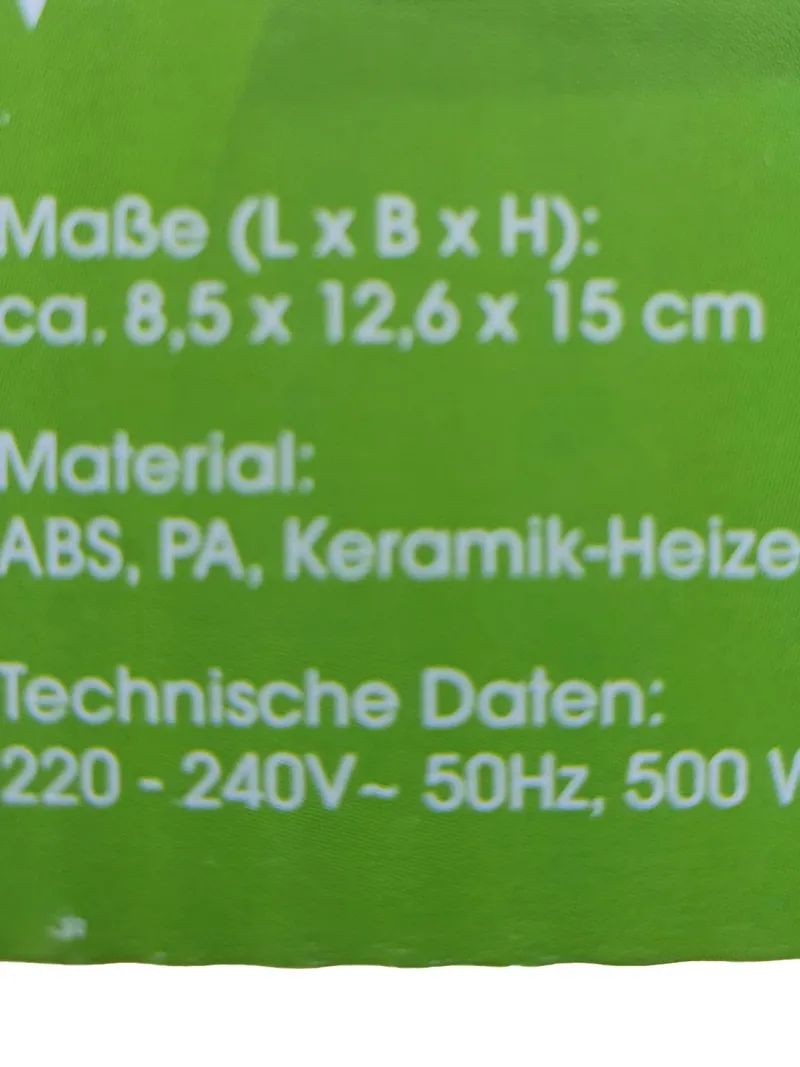 EASYmaxx Mini-Heizung Steckdosen Keramik Heizlüfter 500W Schwarz 10