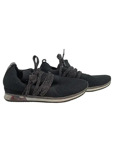 Marco Tozzi Damen Sneaker low Schwarz Gr. 37 Glitzer Strass Textil