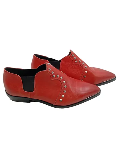 Diesel Damen Stiefeletten Nieten Western Look Leder Rot Gr. 40