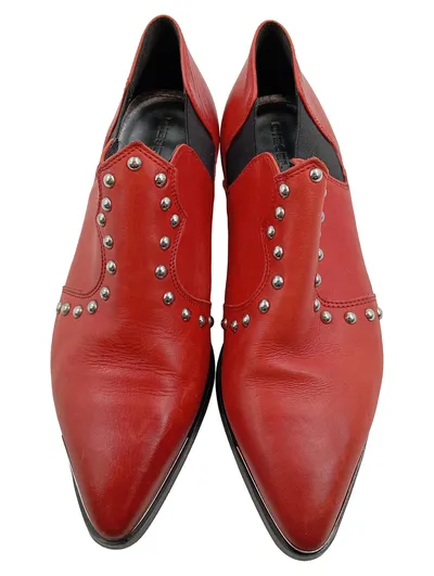 Diesel Damen Stiefeletten Nieten Western Look Leder Rot Gr. 40