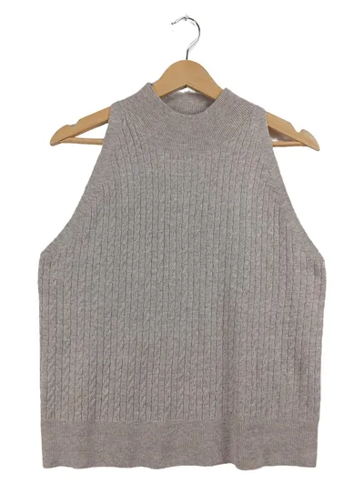 A New Day Damen Pullunder Stehkragen Zopfstrick Ärmellos Beige XL