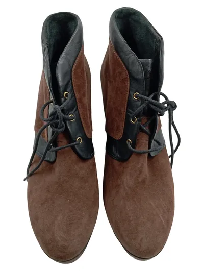 Tod's Damen Stiefeletten Braun Wildleder Keilabsatz Schnürung Gr. 39.5