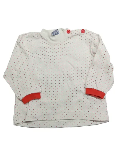 KANZ Baby Langarmshirt Gr. 68 weiß rot gepunktet Baumwolle