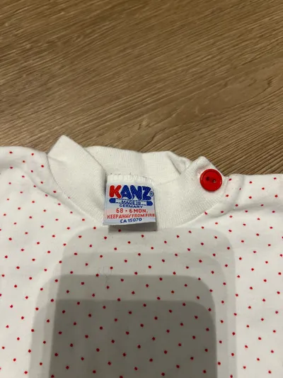 KANZ Baby Langarmshirt Gr. 68 weiß rot gepunktet Baumwolle