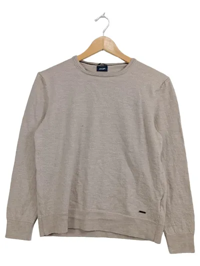 JOOP! Herren Pullover Merino Wolle Rundhals Beige Gr. XL