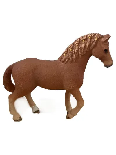 Schleich Pferd Brauner Hengst mit Zöpfen geflochtene Mähne Spielfigur