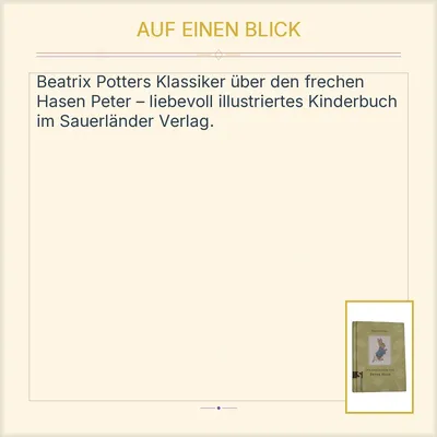Die Geschichte von Peter Hase Beatrix Potter Kinderbuch Sauerländer
