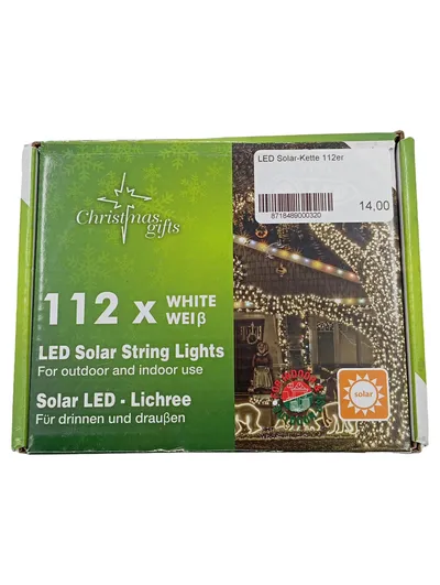 LED Solar Lichterkette 112 LEDs Weiß 12, 5m Innen Außen Weihnachten IP44