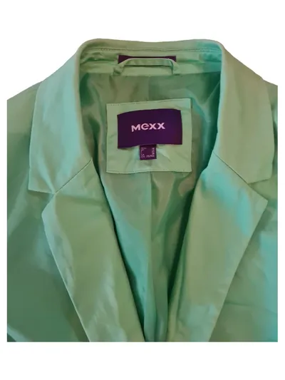 Mexx Damen Blazer Gr. 38 M Grün Baumwolle Business Sakko