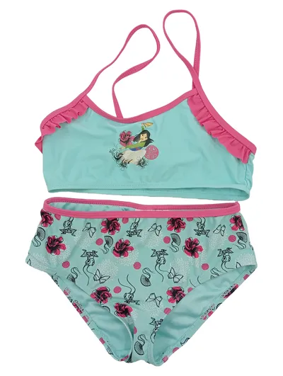 Disney Princess Mulan Bikini Mädchen Gr. 134/140 Türkis Pink Bademode