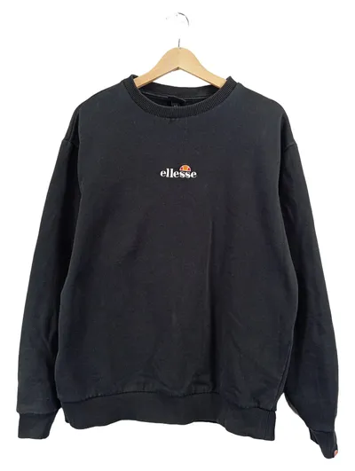 ellesse Sweatshirt Herren Gr. L Schwarz Rundhals Stickerei Logo