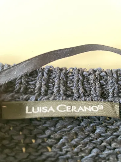 Luisa Cerano Damen Pullover Strickpullover Blau Gr. 42 Lochmuster Leinen-Mix