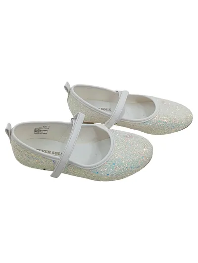 FEVERSOLE Mädchen Ballerinas Glitzer Weiß Gr. 36 Festliche Schuhe