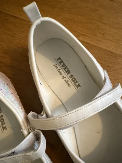 FEVERSOLE Mädchen Ballerinas Glitzer Weiß Gr. 36 Festliche Schuhe