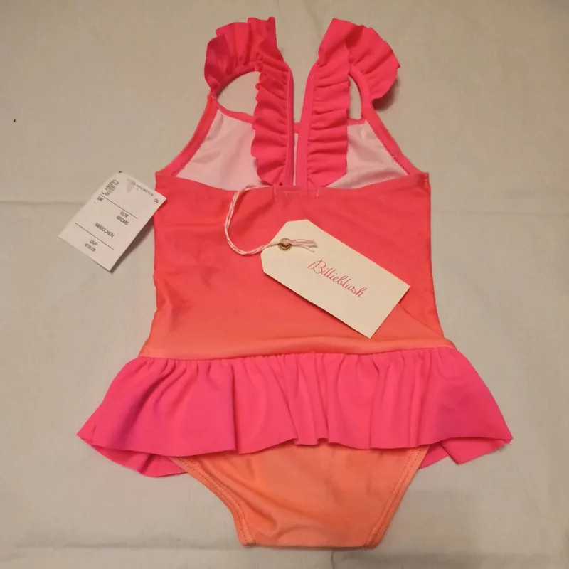 Billieblush Badeanzug Mädchen Gr. 86 Pink Farbverlauf Rüschen 4