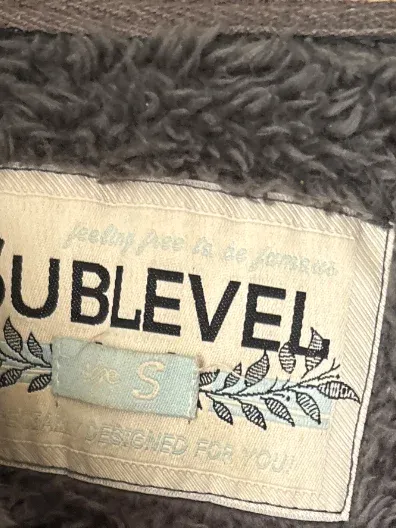 SUBLEVEL Damen Fleecejacke Teddy Kapuze Fellkragen Grau Gr. S 5