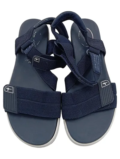 Tamaris Damen Outdoorsandalen Comfort Blau Gr. 36 Textil Klettverschluss
