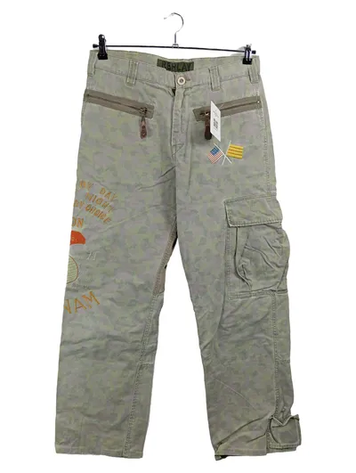 Replay Herren Cargohose Camouflage Grün Stickerei Gr. 44 W32