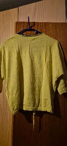 OPUS Damen Pullover Gr. 38/M Gelb V-Ausschnitt Kordelzug Casual
