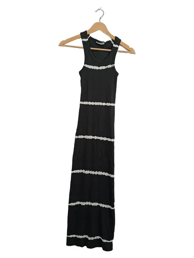 Weekday Maxi Kleid Damen XXS Schwarz Weiß Gestreift Tie-Dye Trägerkleid
