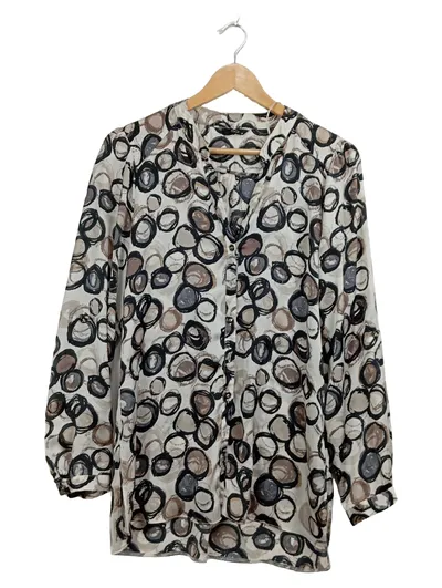 M&Co Damen Bluse Mehrfarbig Kreismuster Casual Gr. 38