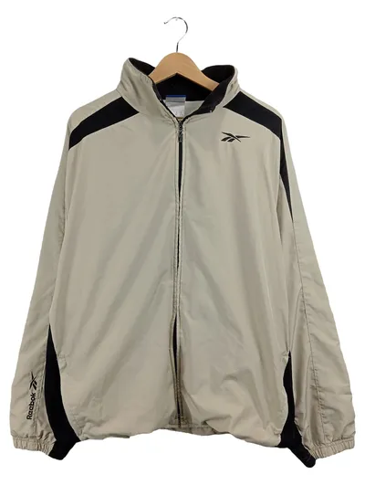 Reebok Trainingsjacke Herren Beige Schwarz Gr. L Sportlich Logo-Print