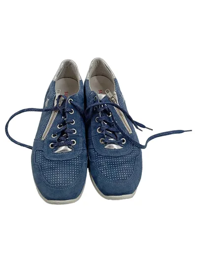 Superfit Sneaker Low Kinder Blau Gr. 38 Leder Reißverschluss Sterne