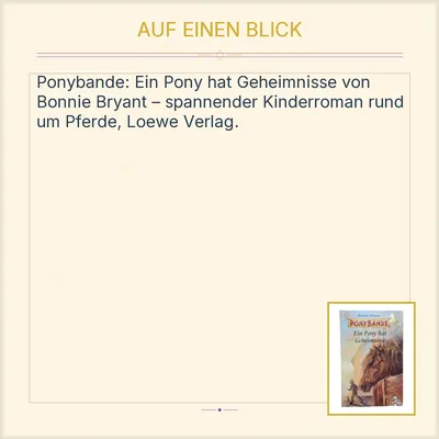 Ponybande: Ein Pony hat Geheimnisse - Bonnie Bryant - Loewe Kinderbuch