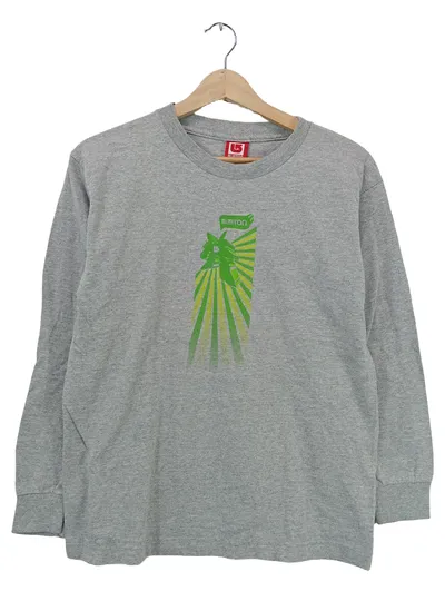 Burton Langarmshirt Kinder Gr. M/140 Grau Snowboard Grafik Print