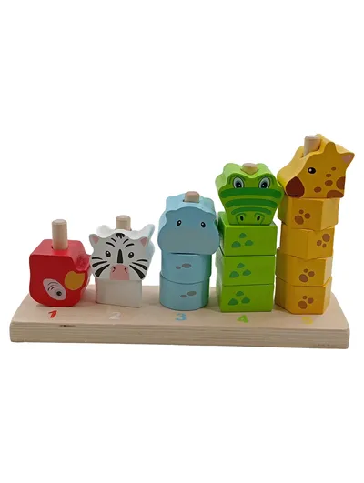 Playtive Holz-Steckspielzeug Tiere Zählspiel Stapelspiel 1-5 Motorik