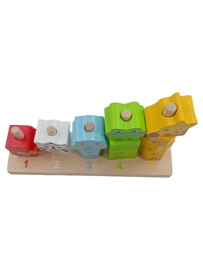 Playtive Holz-Steckspielzeug Tiere Zählspiel Stapelspiel 1-5 Motorik
