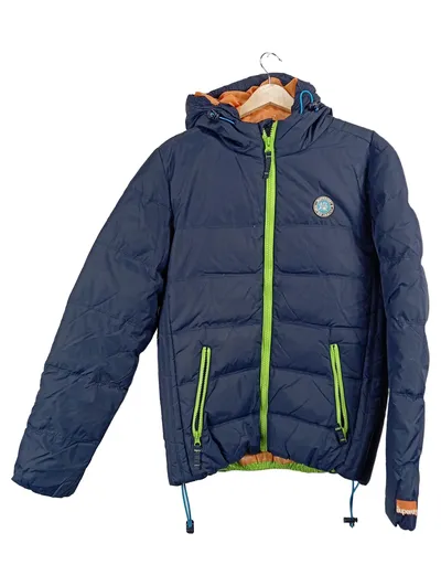 Superdry Herren Steppjacke Puffer Jacke Kapuze Blau Gr. S