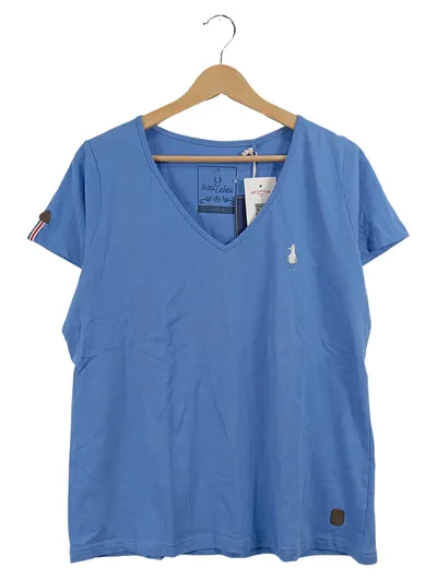 InselLeben Damen T-Shirt V-Ausschnitt Maritim Blau Möwe Gr. XL