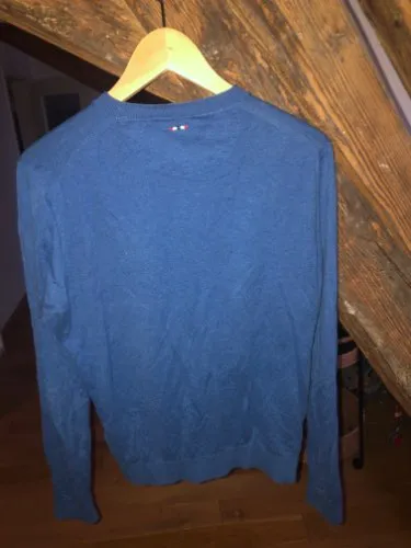 Napapijri Pullover Herren Gr. M Blau V-Ausschnitt Baumwolle Klassisch