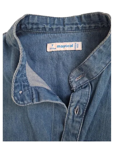 Mayoral Kinder Jeanshemd Freizeithemd Blau Gr. 122 Stehkragen Baumwolle