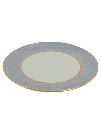 Bavaria Unterteller Porzellan Blau Goldrand Blattmuster 19cm Klassisch