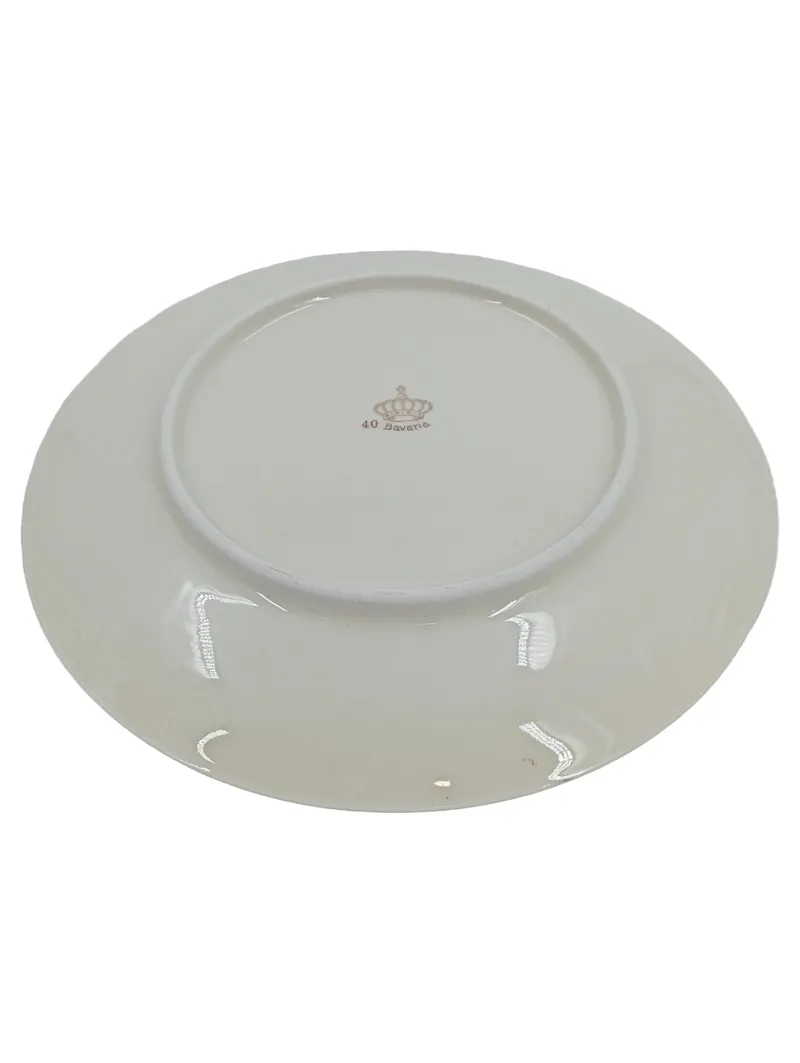 Bavaria Unterteller Porzellan Blau Goldrand Blattmuster 19cm Klassisch 2