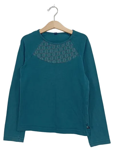 Tranquillo Langarmshirt Kinder Gr. 140/146 Petrol Bio-Baumwolle Blätter