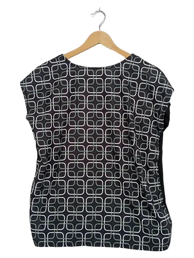 Zabaione Damen Top Shirt Gr. M Schwarz Geometrisch Muster Business