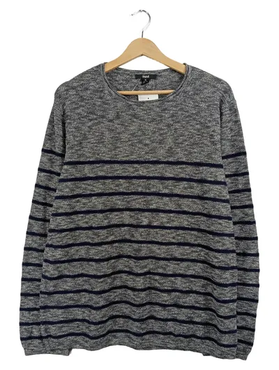Mavi Herren Pullover Gestreift Grau Maritim Strick Gr. XL
