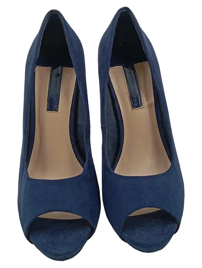 Dorothy Perkins Damen Peeptoe Pumps High Heels Blau Wildleder Gr. 37