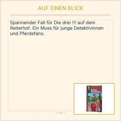 Die drei !!! Die Pony-Verschwörung Kosmos Jugend-Krimi Taschenbuch