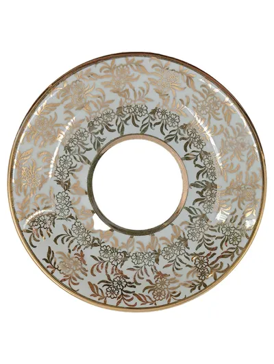 Kahla Unterteller Keramik Weiß Blumenmuster Goldrand 11 cm Klassisch
