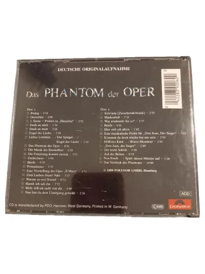Das Phantom der Oper Deutsche Originalaufnahme 2 CD Polydor 1989 Musical