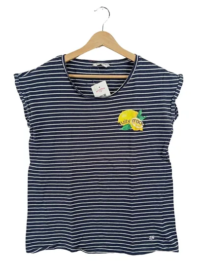 Zabaione Damen T-Shirt Gr. L Blau Weiß Gestreift Zitronenprint Maritim