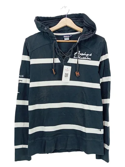 Marinepool Herren Hoodie Kapuzenpullover Gr. M Gestreift Maritim Schwarz